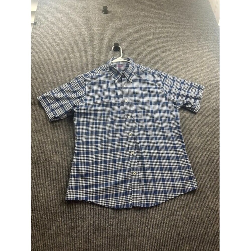Brooks Brothers Shirt Mens Navy Blue Plaid Casual  Button Up Size Large